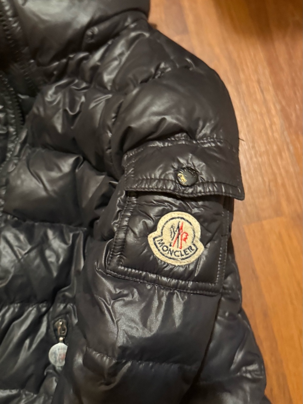 Moncler Kids Black Quilted Puffer Jacket with Logo Patch size 2T